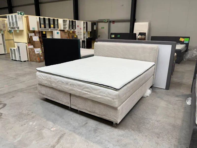 Boxspringbett Cord Beige 180x200 cm inkl. Topper - Bild 4