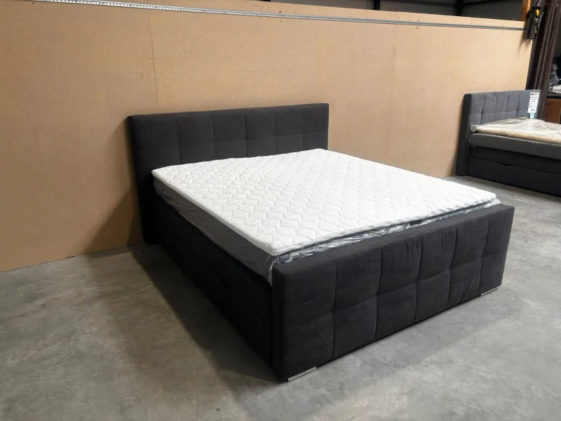 Boxspringbett Velour Anthrazit 180x200 mit Bettkasten