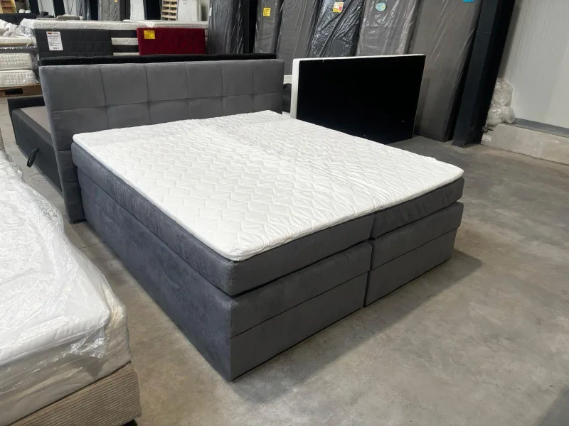 Boxspringbett Webstoff Grau 180x200 mit Topper & Bettkästen - Bild 4