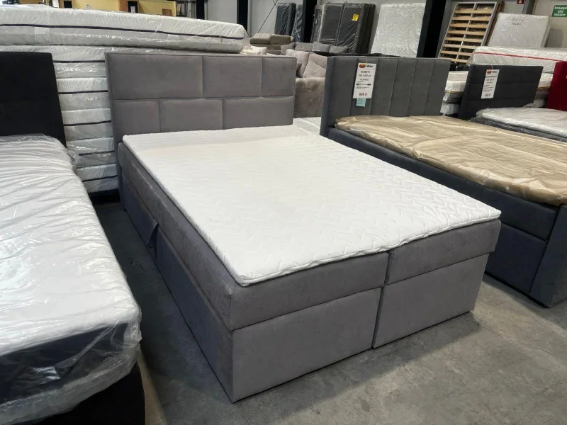 Boxspringbett 140x200 Grau mit 2 Bettkästen