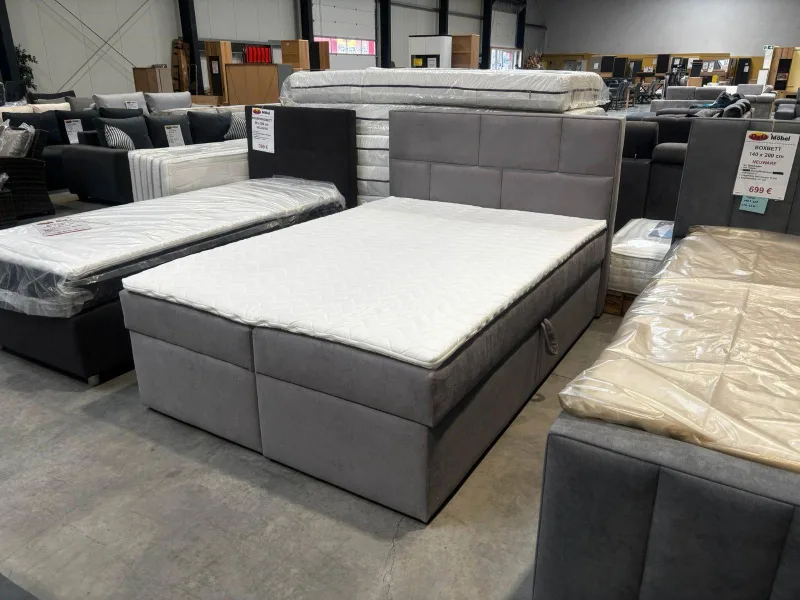 Boxspringbett 140x200 Grau mit 2 Bettkästen - Bild 5