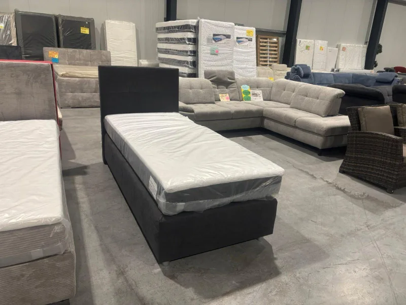 Boxspringbett Anthrazit 90x200 cm mit Topper