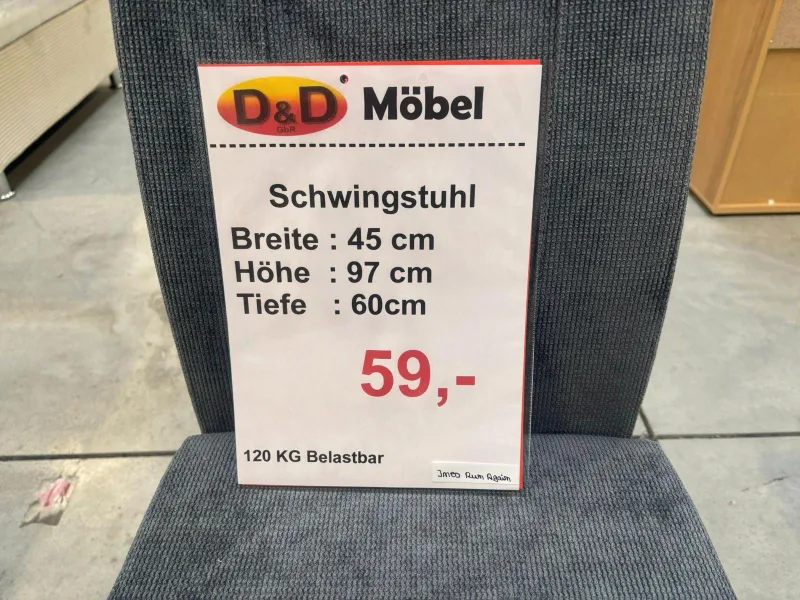 Schwingstuhl Grau Webstoff 45x60x97 cm - Bild 3