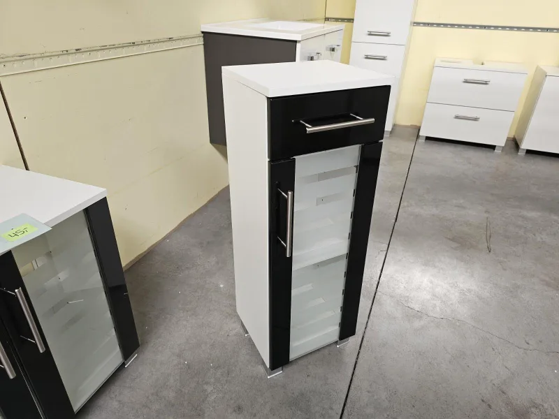 Midischrank anthrazit/weiß Hochglanz 30x27x84 cm