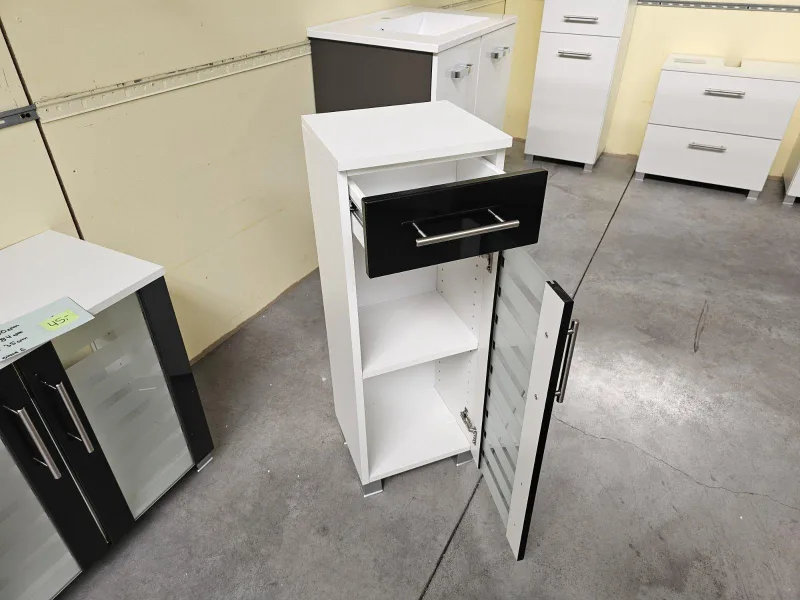 Midischrank anthrazit/weiß Hochglanz 30x27x84 cm - Bild 2