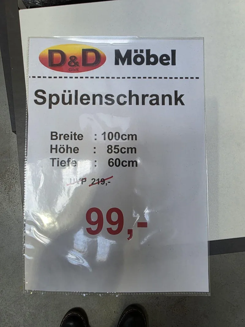 Spülenschrank 100 cm weiß matt mit Edelstahlspüle - Bild 2