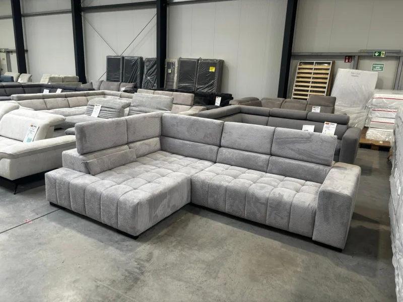 Ecksofa Cord Grau mit Schlaffunktion L-Form verstellbar - Bild 4