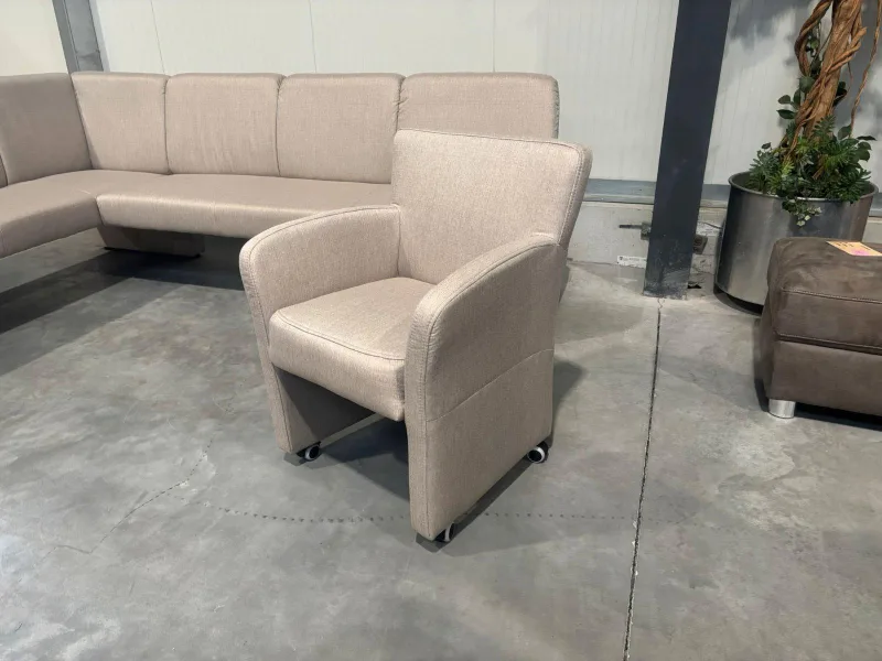 Eckbank Beige Strukturstoff 264x197 cm + 3 Sessel - Bild 8